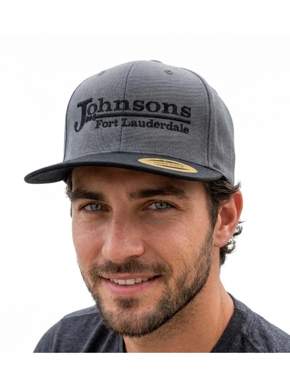 Yupoong The Classics Gray Green Swish Embassy Johnson’s SnapBack Trucker Cap Hat